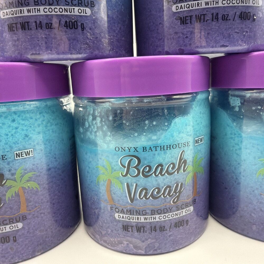 5 Onyx Bathhouse Beach Vacay Foaming Body Scrub w/ Coconut Oil 14 oz Jars - Picture 5 of 8